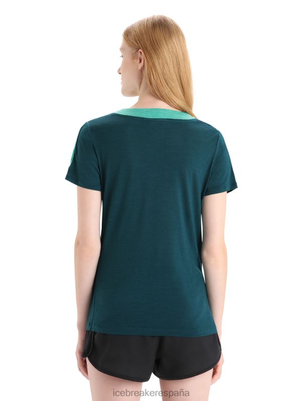 Icebreaker mujer camiseta de manga corta de punto merino 0V2J0658 ropa brezo fresco/gloria verde