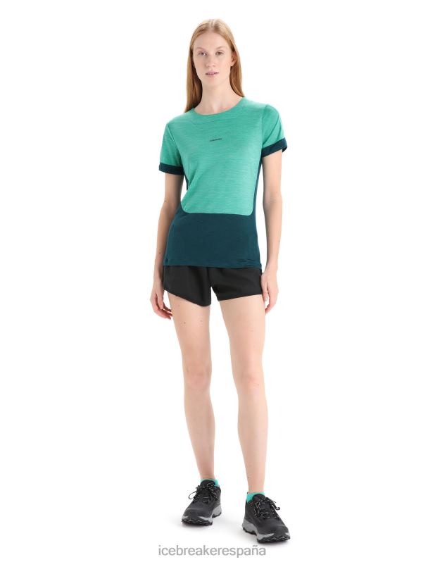 Icebreaker mujer camiseta de manga corta de punto merino 0V2J0658 ropa brezo fresco/gloria verde