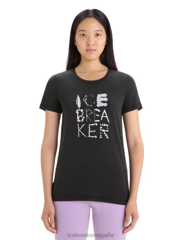Icebreaker mujer camiseta manga corta algodon tencel natural 0V2J0666 ropa negro