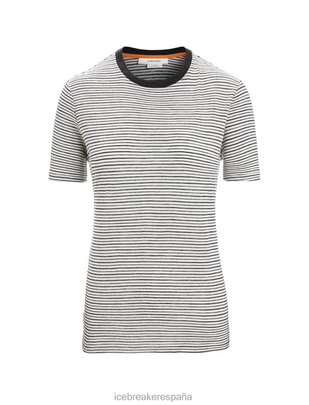 Icebreaker mujer camiseta manga corta lino merino raya 0V2J0644 ropa nieve/negro