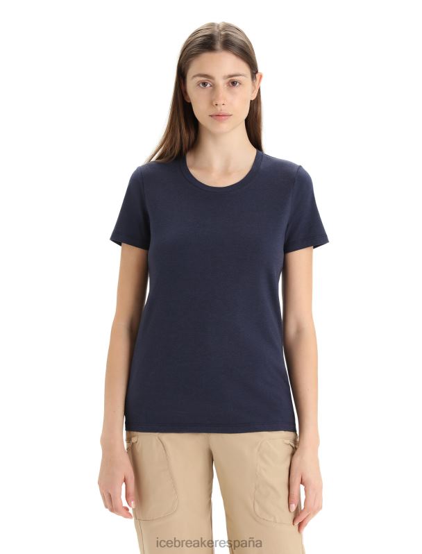 Icebreaker mujer camiseta merino central clásica manga corta 0V2J0653 ropa azul marino de medianoche
