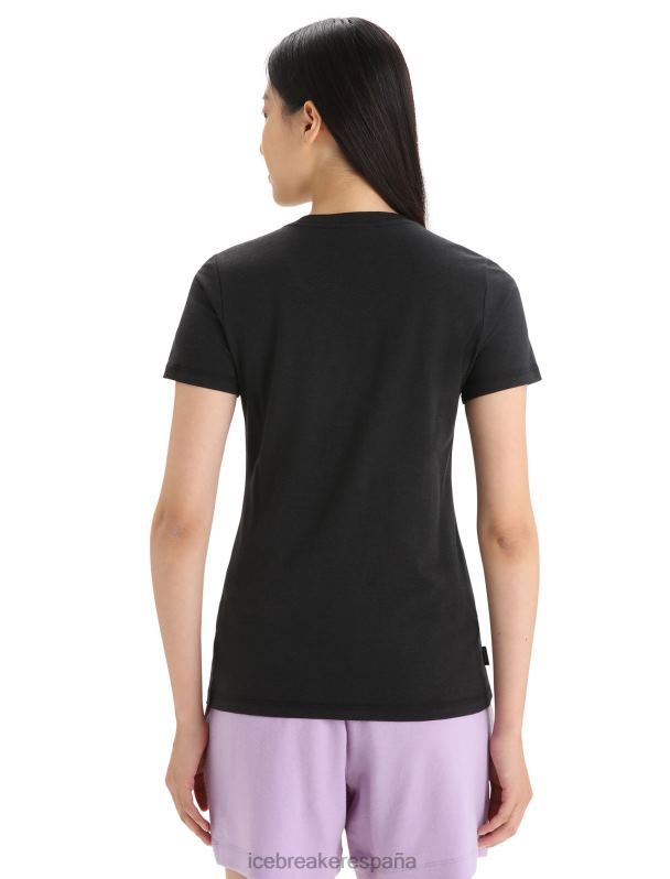 Icebreaker mujer camiseta merino central classic manga corta caravan life 0V2J0662 ropa negro