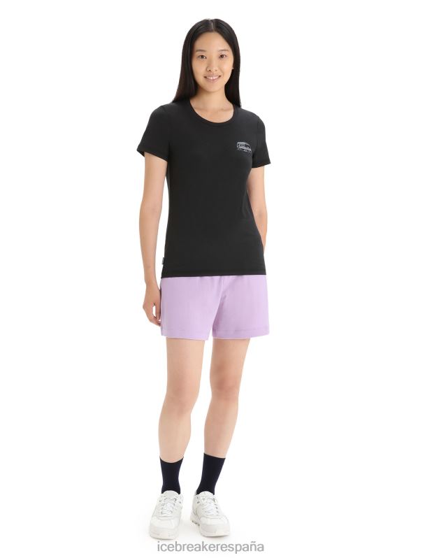 Icebreaker mujer camiseta merino central classic manga corta caravan life 0V2J0662 ropa negro