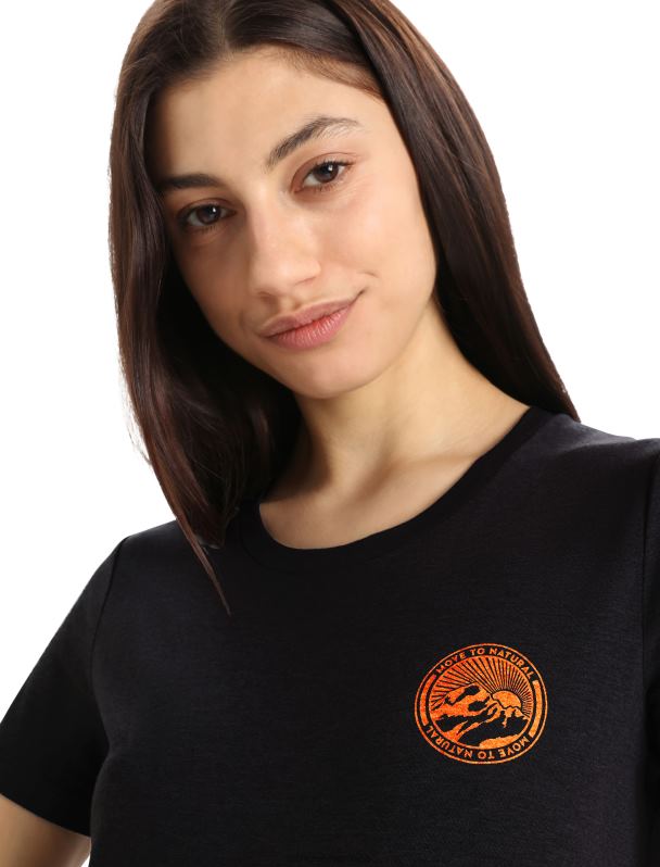 Icebreaker mujer camiseta merino central classic manga corta move to natural mountain 0V2J0831 ropa negro