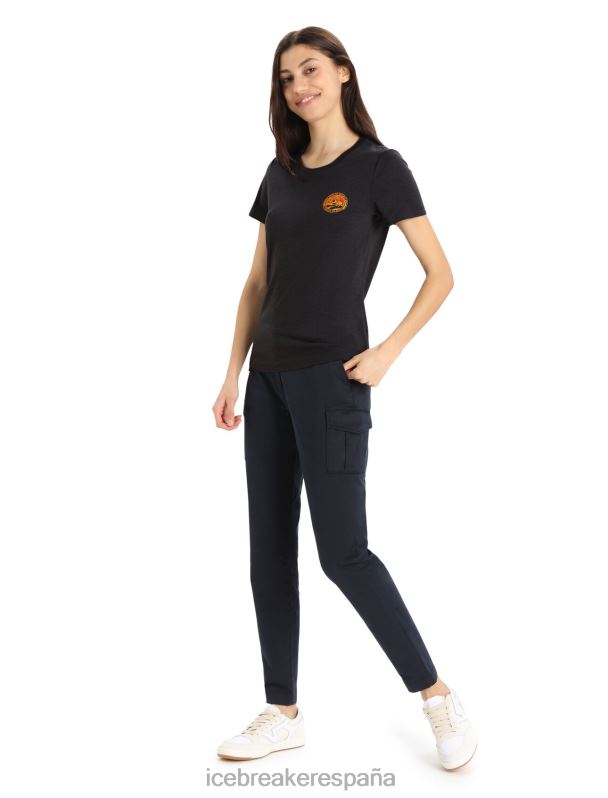Icebreaker mujer camiseta merino central classic manga corta move to natural mountain 0V2J0831 ropa negro