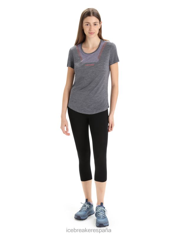 Icebreaker mujer camiseta merino esfera ii manga corta hitt 0V2J0673 ropa jaspeado azul marino medianoche
