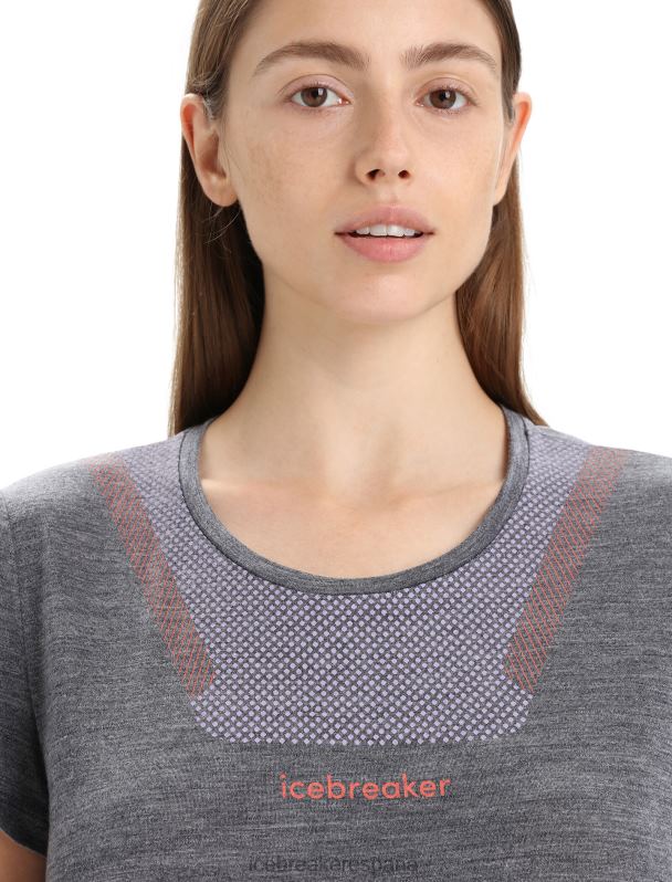 Icebreaker mujer camiseta merino esfera ii manga corta hitt 0V2J0673 ropa jaspeado azul marino medianoche
