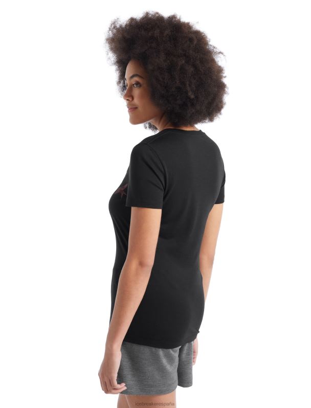 Icebreaker mujer camiseta merino tech lite ii de manga corta con escote en forma de enjambre 0V2J0925 ropa negro