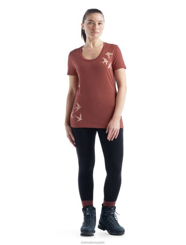 Icebreaker mujer camiseta merino tech lite ii de manga corta con escote en forma de enjambre 0V2J0926 ropa uva
