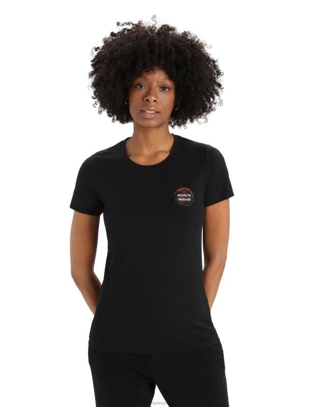 Icebreaker mujer camiseta merino tech lite ii manga corta alpes naturales 0V2J0811 ropa negro