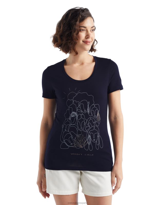 Icebreaker mujer camiseta merino tech lite ii manga corta círculo 0V2J0930 ropa azul marino de medianoche