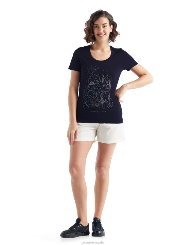 Icebreaker mujer camiseta merino tech lite ii manga corta círculo 0V2J0930 ropa azul marino de medianoche
