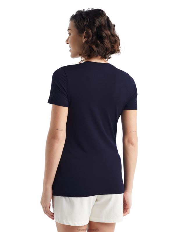 Icebreaker mujer camiseta merino tech lite ii manga corta círculo 0V2J0930 ropa azul marino de medianoche