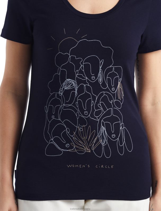 Icebreaker mujer camiseta merino tech lite ii manga corta círculo 0V2J0930 ropa azul marino de medianoche