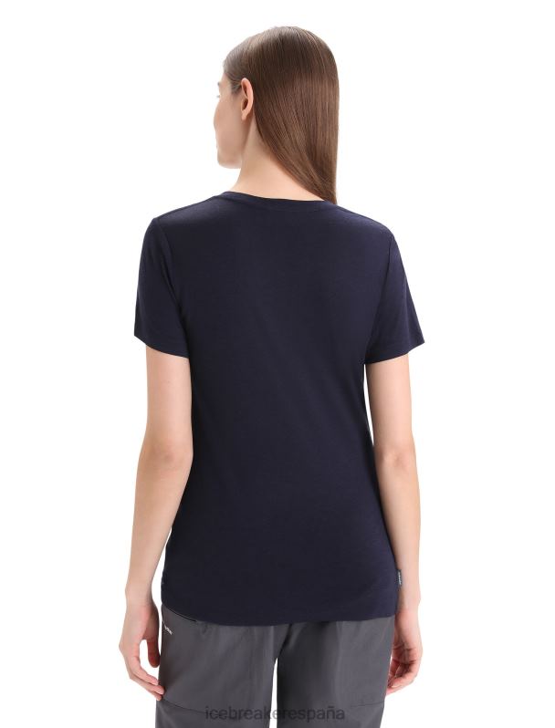 Icebreaker mujer camiseta merino tech lite ii manga corta cadence paths 0V2J0634 ropa azul marino de medianoche