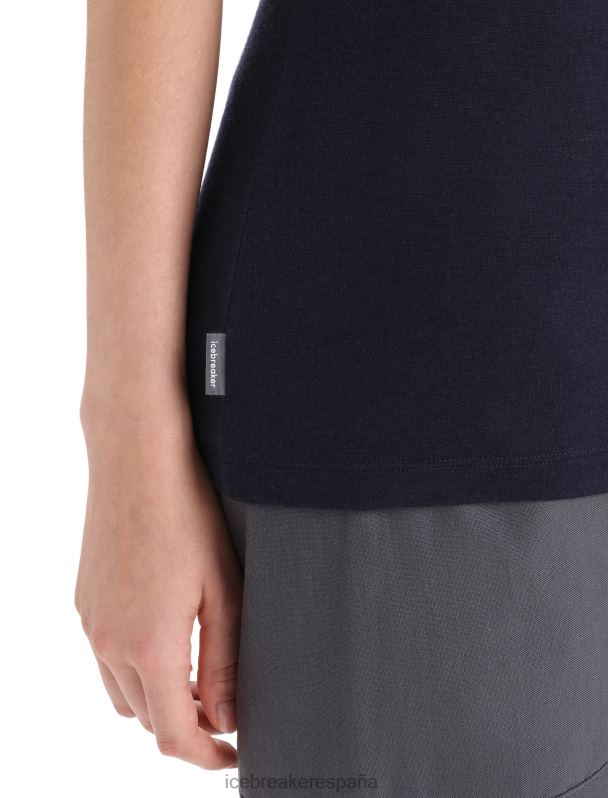 Icebreaker mujer camiseta merino tech lite ii manga corta cadence paths 0V2J0634 ropa azul marino de medianoche