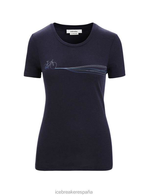 Icebreaker mujer camiseta merino tech lite ii manga corta cadence paths 0V2J0634 ropa azul marino de medianoche