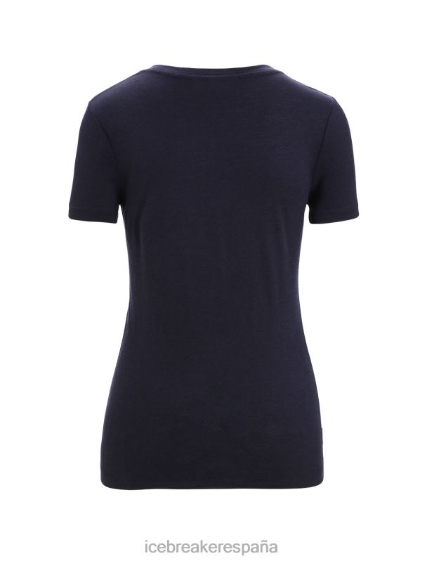 Icebreaker mujer camiseta merino tech lite ii manga corta cadence paths 0V2J0634 ropa azul marino de medianoche
