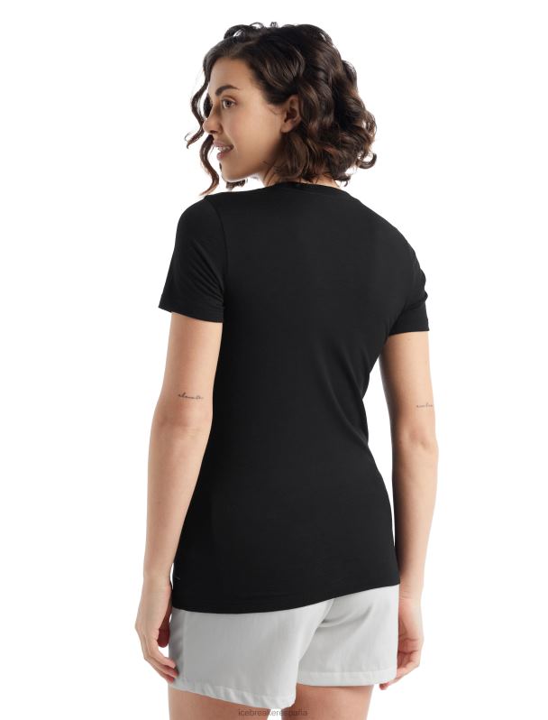 Icebreaker mujer camiseta merino tech lite ii manga corta con escote redondo hill sprint 0V2J0927 ropa negro