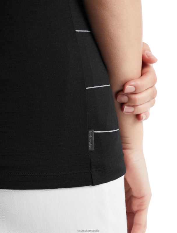 Icebreaker mujer camiseta merino tech lite ii manga corta con escote redondo hill sprint 0V2J0927 ropa negro