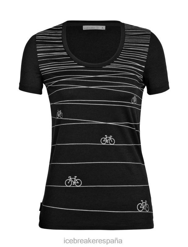 Icebreaker mujer camiseta merino tech lite ii manga corta con escote redondo hill sprint 0V2J0927 ropa negro