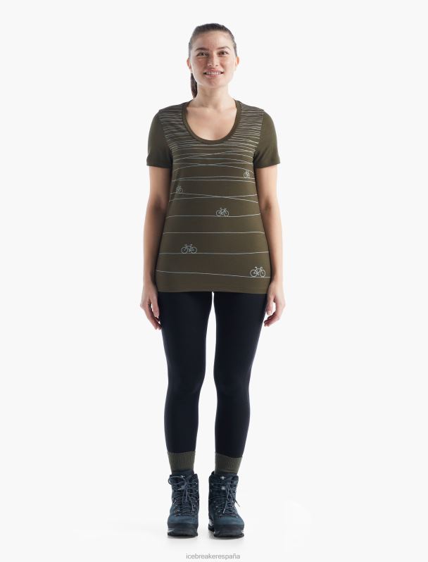Icebreaker mujer camiseta merino tech lite ii manga corta con escote redondo hill sprint 0V2J0928 ropa cargarse