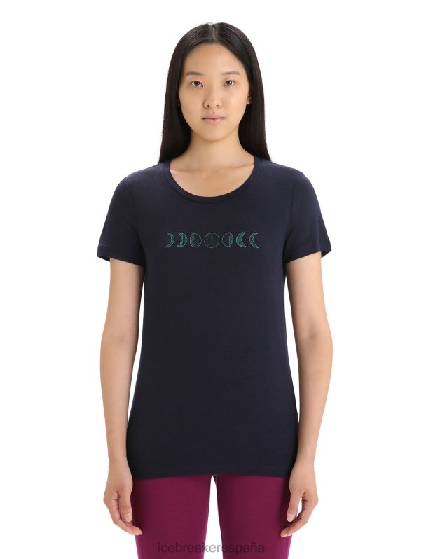 Icebreaker mujer camiseta merino tech lite ii manga corta fase lunar 0V2J0615 ropa azul marino de medianoche