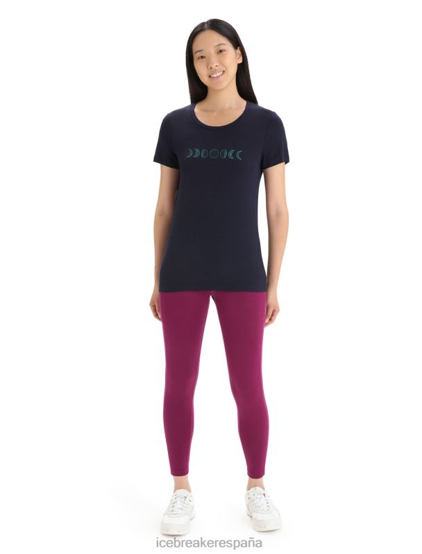 Icebreaker mujer camiseta merino tech lite ii manga corta fase lunar 0V2J0615 ropa azul marino de medianoche
