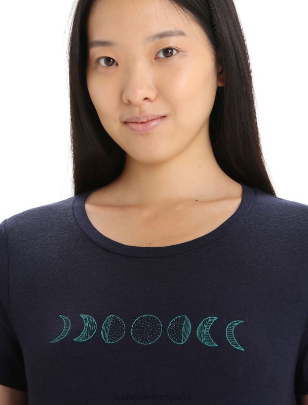 Icebreaker mujer camiseta merino tech lite ii manga corta fase lunar 0V2J0615 ropa azul marino de medianoche