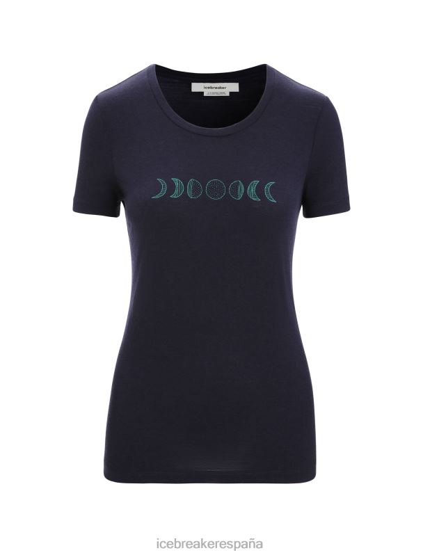 Icebreaker mujer camiseta merino tech lite ii manga corta fase lunar 0V2J0615 ropa azul marino de medianoche