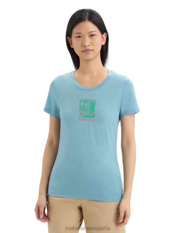 Icebreaker mujer camiseta merino tech lite ii manga corta flor silvestre 0V2J0645 ropa azul astral