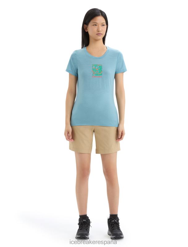 Icebreaker mujer camiseta merino tech lite ii manga corta flor silvestre 0V2J0645 ropa azul astral