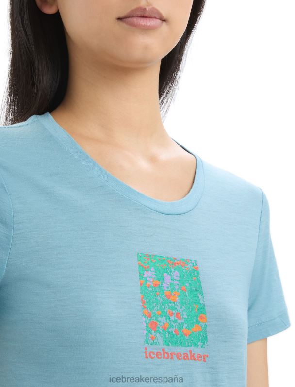 Icebreaker mujer camiseta merino tech lite ii manga corta flor silvestre 0V2J0645 ropa azul astral