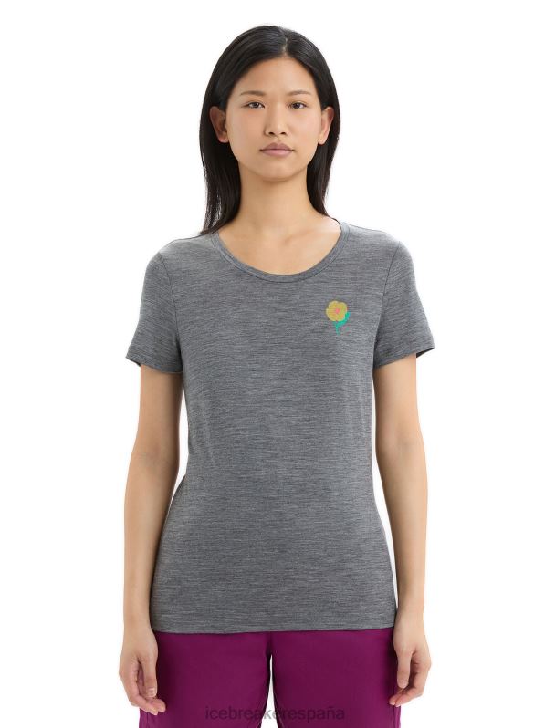 Icebreaker mujer camiseta merino tech lite ii manga corta flores primaverales 0V2J0623 ropa brezo de piedra arenisca