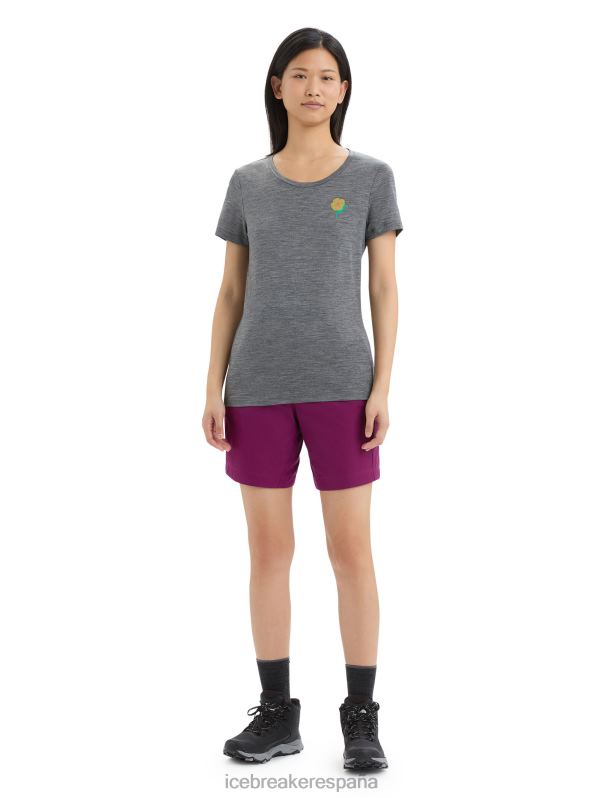 Icebreaker mujer camiseta merino tech lite ii manga corta flores primaverales 0V2J0623 ropa brezo de piedra arenisca
