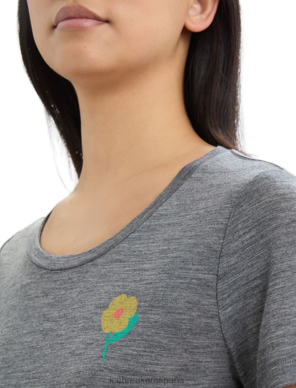 Icebreaker mujer camiseta merino tech lite ii manga corta flores primaverales 0V2J0623 ropa brezo de piedra arenisca