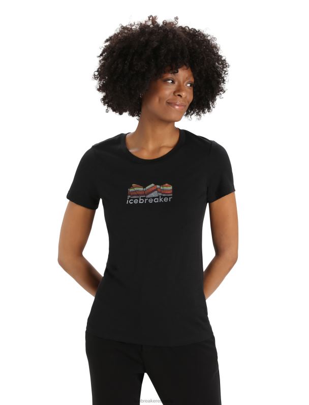 Icebreaker mujer camiseta merino tech lite ii manga corta geología de montaña 0V2J0629 ropa negro