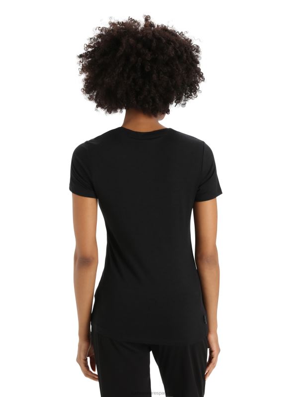 Icebreaker mujer camiseta merino tech lite ii manga corta geología de montaña 0V2J0629 ropa negro