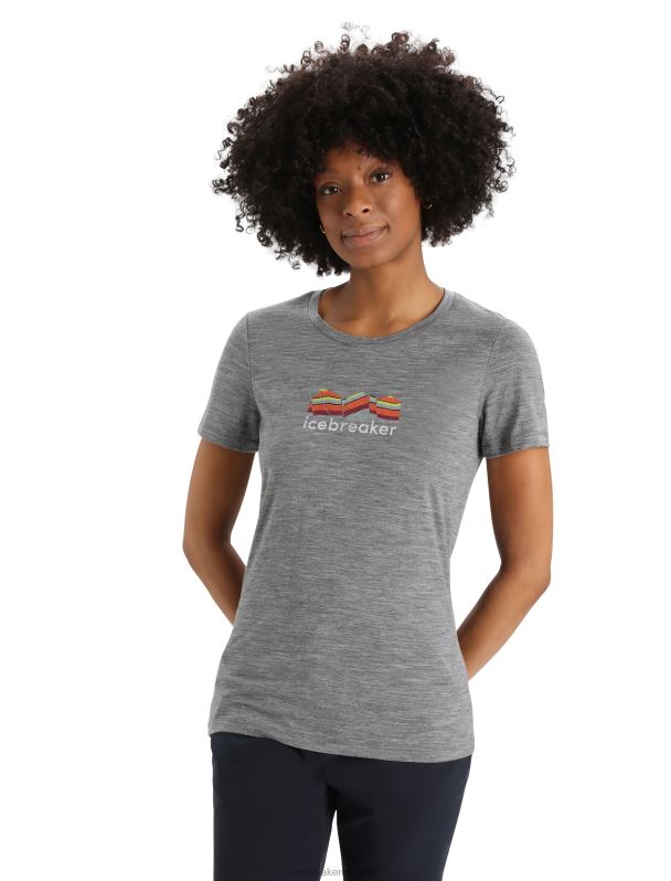 Icebreaker mujer camiseta merino tech lite ii manga corta geología de montaña 0V2J0630 ropa brezo de piedra arenisca