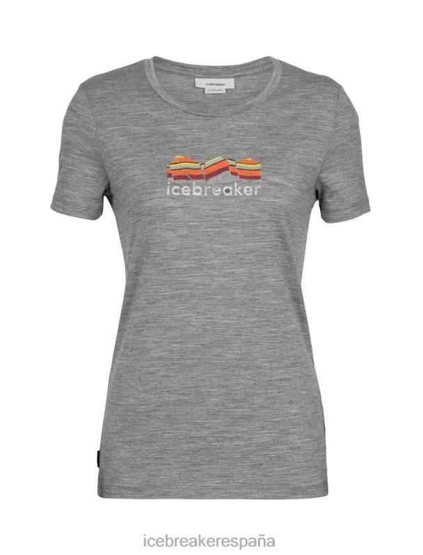 Icebreaker mujer camiseta merino tech lite ii manga corta geología de montaña 0V2J0630 ropa brezo de piedra arenisca