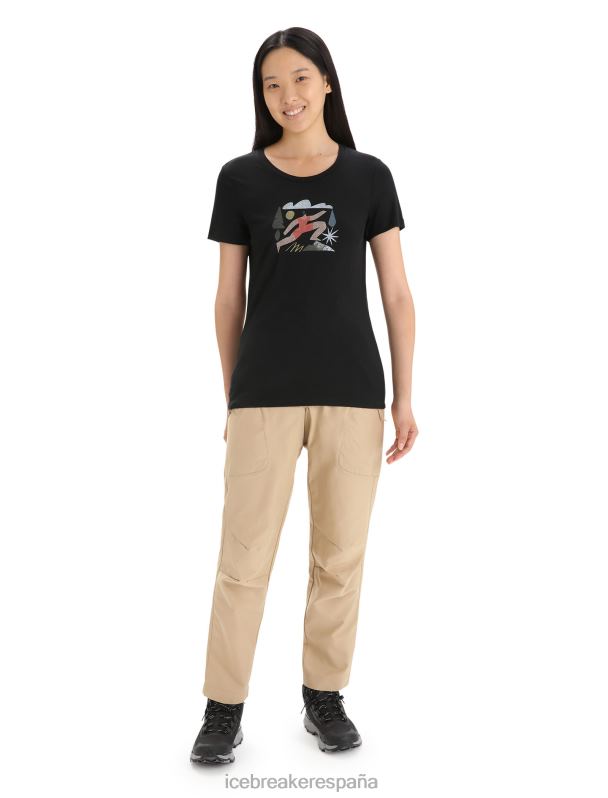 Icebreaker mujer camiseta merino tech lite ii manga corta primavera run 0V2J0620 ropa negro
