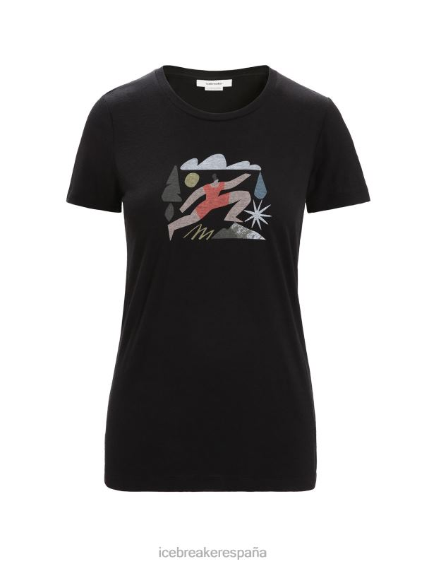 Icebreaker mujer camiseta merino tech lite ii manga corta primavera run 0V2J0620 ropa negro