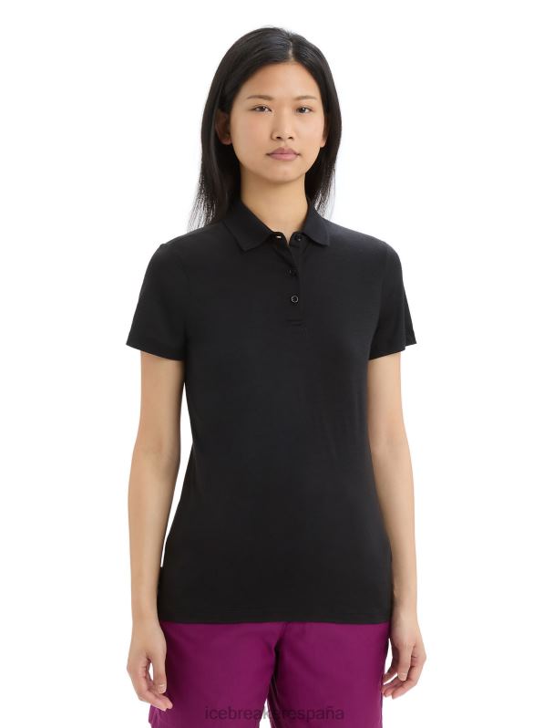 Icebreaker mujer polo manga corta merino tech lite ii 0V2J0635 ropa negro