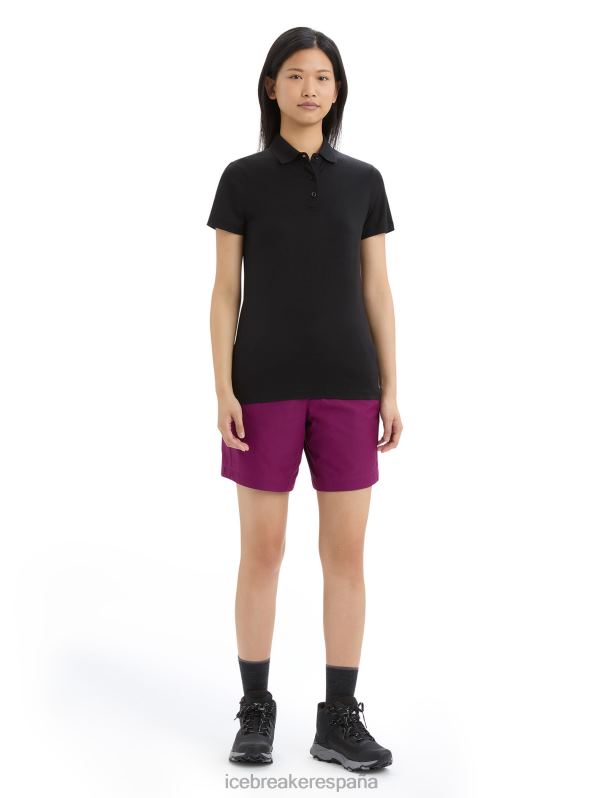 Icebreaker mujer polo manga corta merino tech lite ii 0V2J0635 ropa negro