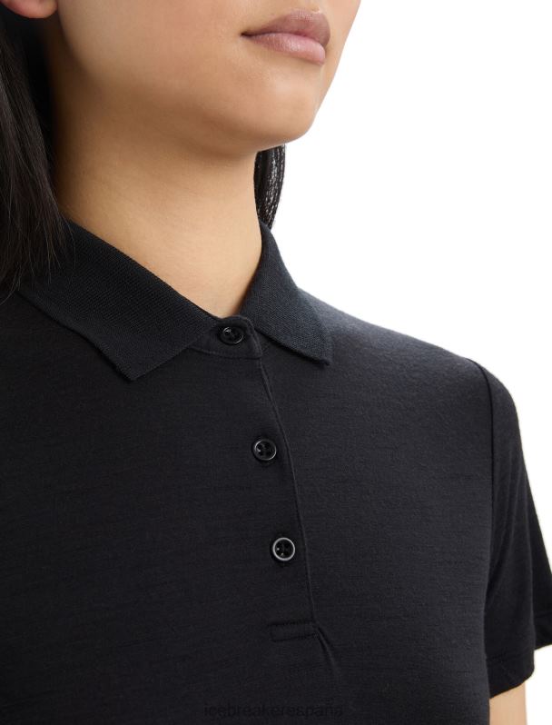 Icebreaker mujer polo manga corta merino tech lite ii 0V2J0635 ropa negro