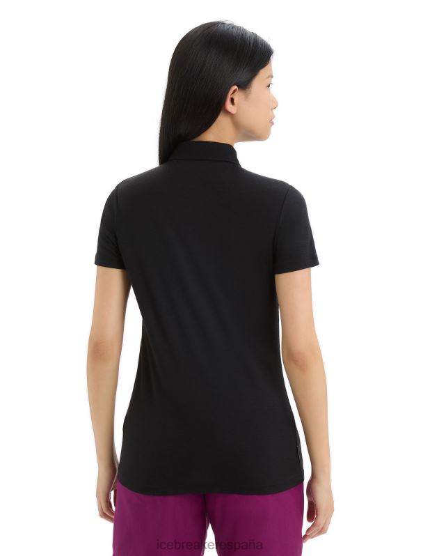 Icebreaker mujer polo manga corta merino tech lite ii 0V2J0635 ropa negro