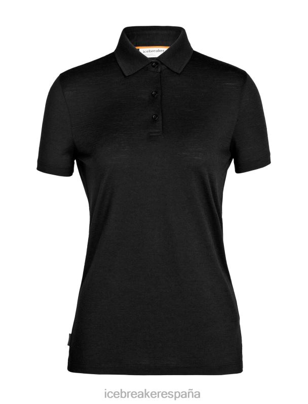 Icebreaker mujer polo manga corta merino tech lite ii 0V2J0635 ropa negro