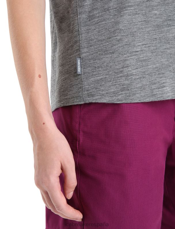 Icebreaker mujer top de manga corta de lana merino 0V2J0650 ropa brezo arenisca/monzón
