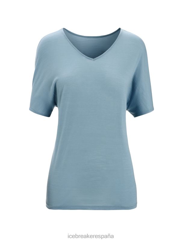 Icebreaker mujer top reversible de manga corta merino drayden 0V2J0675 ropa azul astral