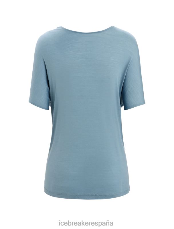 Icebreaker mujer top reversible de manga corta merino drayden 0V2J0675 ropa azul astral